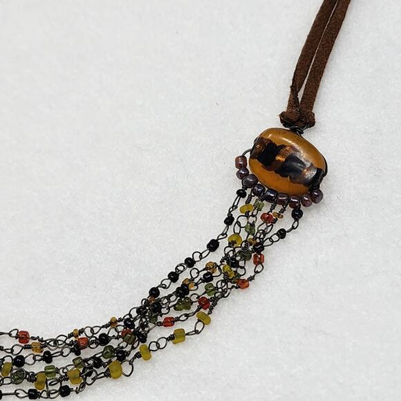 Vintage Gypsy Beaded Chain Layered Necklace - Picture 1 of 3